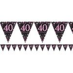 Pink Celebration Age 40 Prismatic Foil Bunting
