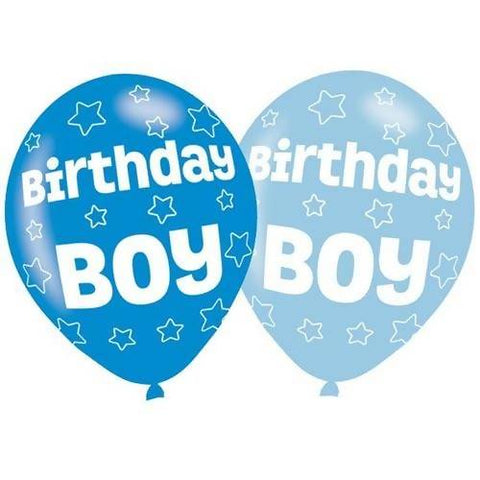 Dark and Pale Blue Birthday Boy Latex Balloons-11''
