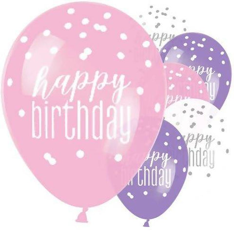 Pink Birthday Glitz Balloons