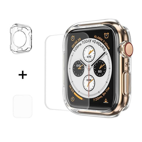 2 in 1 TPU Semi-clad Protective Shell Case Cover + 3D Full Screen PET Curved Heat Bending HD Screen Protector for Apple Watch Series 4 40mm